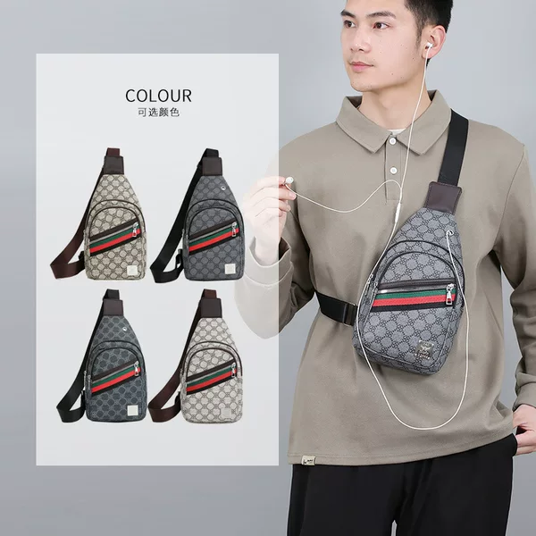 Cross-border New Men's and Women's Chest Bag 2024 Spring New Leisure Commuter Plaid Crossbody Bag Business Travel Shoulder Bag