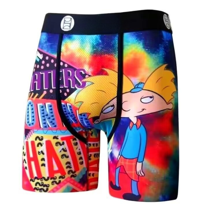 Marca de moda PSD seda de hielo pantalones cortos de poliéster pantalones de playa estampados anime deportes cómodos correr bóxer calzoncillos para hombres