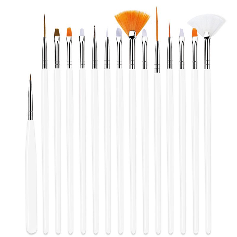 Juego de Pinceles para Manicura y Fototerapia de Acrílico Multifuncionales con Mango Largo