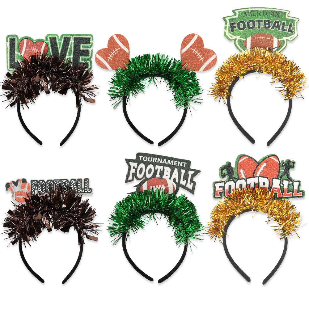 Transfronterizo nuevo Super Bowl rugby tema de fútbol americano fiesta de cumpleaños decoración de tiras de color cabeza de cinturón hebilla de cabeza
