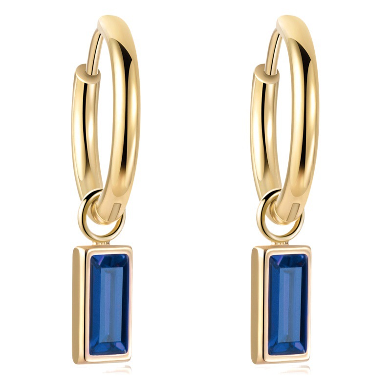 Venta caliente transfronteriza europea y americana Tendencia de acero de titanio Pendientes de circonita de esmeralda Moda femenina Juego de hebillas de oreja de temperamento retro geométrico