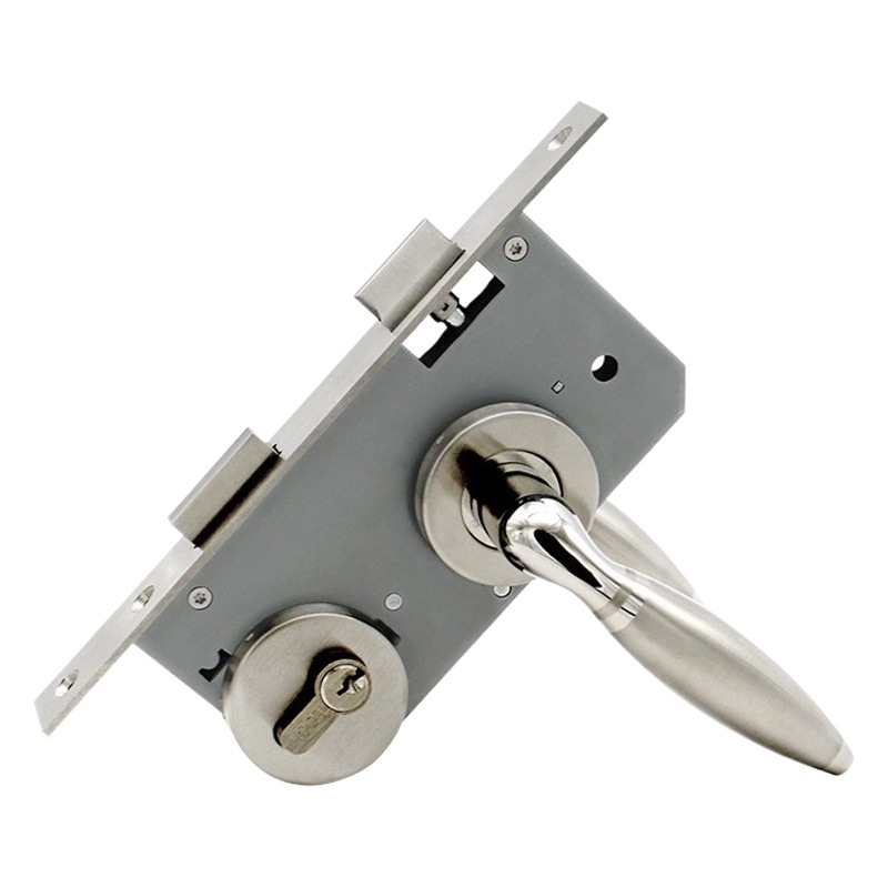 Lelangxin Chino dormitorio interior de madera maciza cerradura de la puerta manija de la puerta antirrobo Mute split Lock