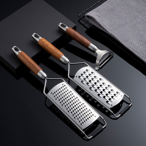 New 304 wooden handle grater kitchen supplies paring knife porous planer ginger mint radish potato grater