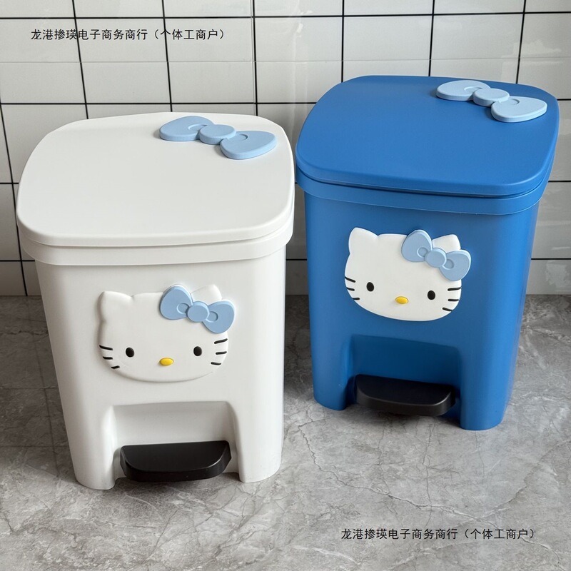 Hellokitty Trash Can for Home Use in the Bathroom, Foot-Operated with Lid, High Aesthetic Value, Cute, Large Capacity for Living Room Hellokitty Trash Can for Home Use in the Bathroom, Foot-Operated with Lid, High Aesthetic Value, Cute, Large Capacity for Living Room