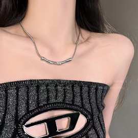 韩国不规则褶皱几何项链金属冷淡风锁骨链个性气质颈链项饰女