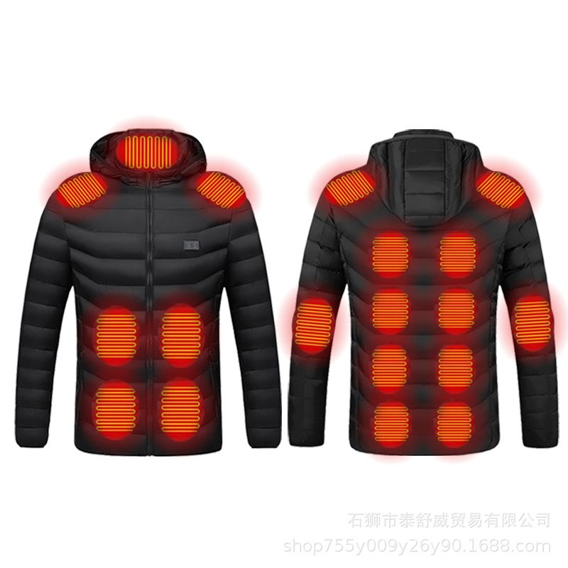 Abrigo de algodón de calefacción inteligente de control dual de invierno al por mayor de fábrica para hombres y mujeres, ropa de calefacción eléctrica, chaqueta térmica de calefacción eléctrica USB