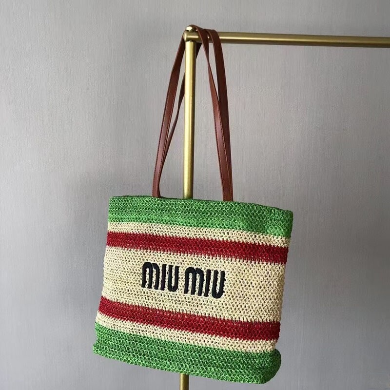 miu ビーチトートバッグ トートバッグ ラフィア ショッピングバッグ ストローバッグ 大容量 シンプル ショルダー レディースバッグ|undefined