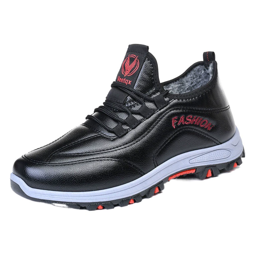 Хлопчатобумажная обувь Old Beijing, Мужская зимняя теплая нескользящая Мягкая подошва на флисовой подкладке, обувь для пап среднего и пожилого возраста, кожаные непромокаемые мужские хлопчатобумажные сапоги