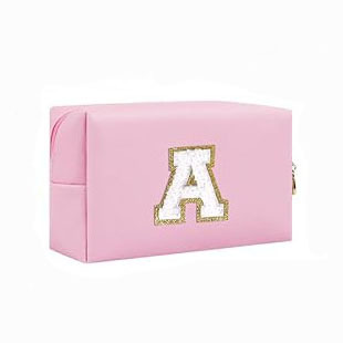 Amazon Venta caliente bolsa de cosméticos simple Pu Cruz patrón impermeable carta inicial bordado bolsa de cosméticos bolsa de almacenamiento de cosméticos