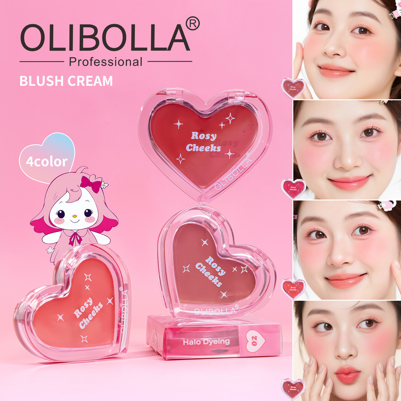 クロスボーダー OLIBOLLA ラブウォーターライトブラッシュクリームリップとチーク両用長持ちルージュブライトニング偽メイクブラッシュパレット|undefined