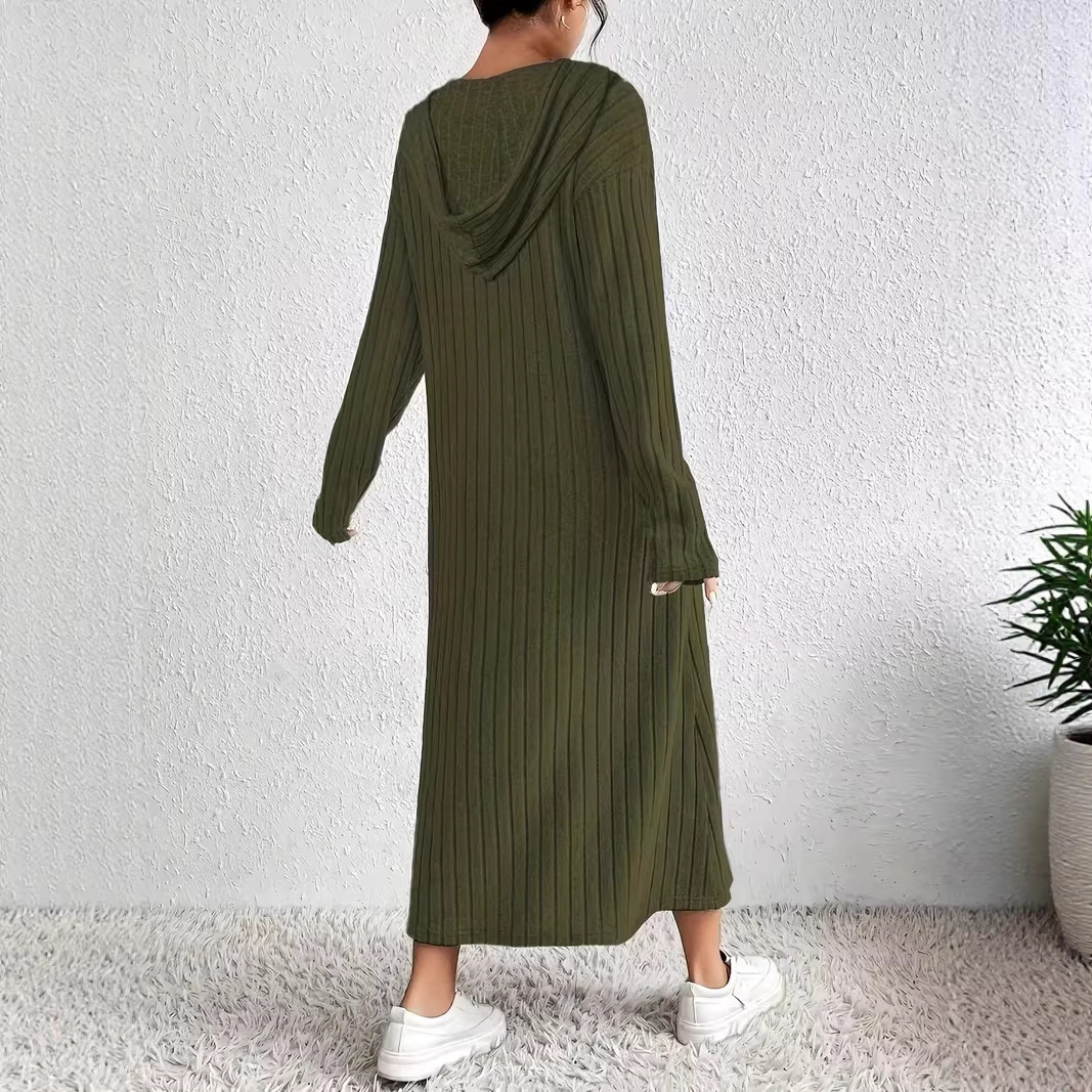 Abito lungo elegante con cappuccio e maniche lunghe, stile arabo mediorientale, per donna musulmana, modello Cross-border 2026_voghion.com