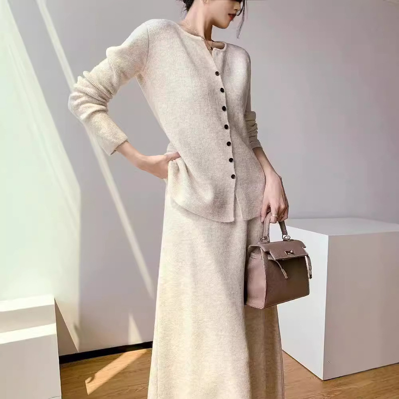 法式优雅风针织开衫套装女2025秋冬新款设计感半身裙两件套毛衣女|undefined