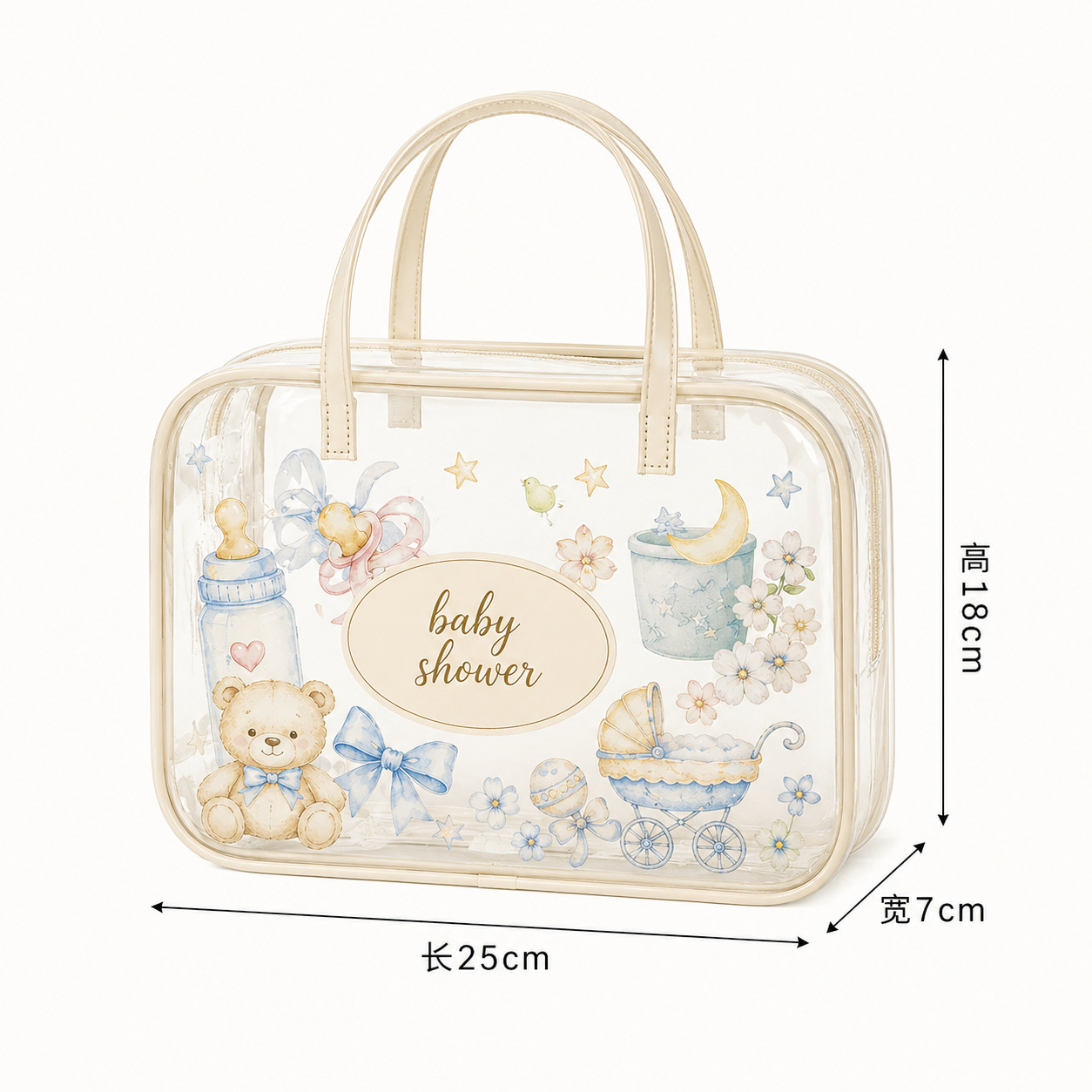 Bolsa de Aseo Transparente de PVC Impermeable con Cremallera para Viajes y Artículos de Tocador
