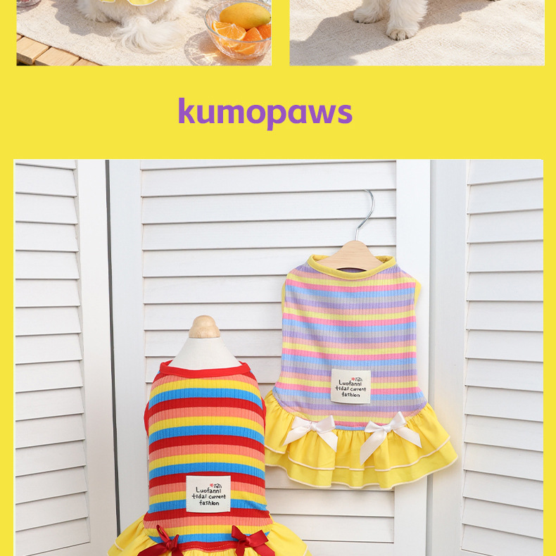 Rainbow Striped Sun Protective Dog Dress For Summer Camping_voghion.com