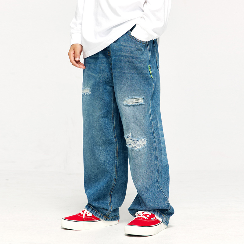 DK Children's Spring and Autumn Clothing, Boys and Girls, Ripped Jeans, Trendy and Cool, Stylish, Medium to Large Children, Loose Father Pants, Long Pants