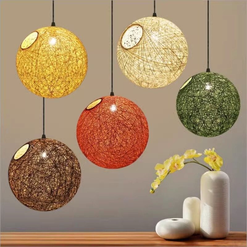 Hemp Ball Chandelier, Creative Restaurant, Hotel, Bar, Round Ball Lamp, Chinese Style Shopping Mall, Engineering Decoration, Clothing Store, Rattan Weaving