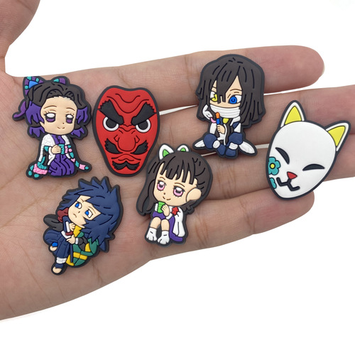 New Demon Slayer Series Croc Shoe Accessories Cartoon DIY Shoe Buckle Shoe Flower Shoe Decoration Shoelace Buckle Cartoon Accessory