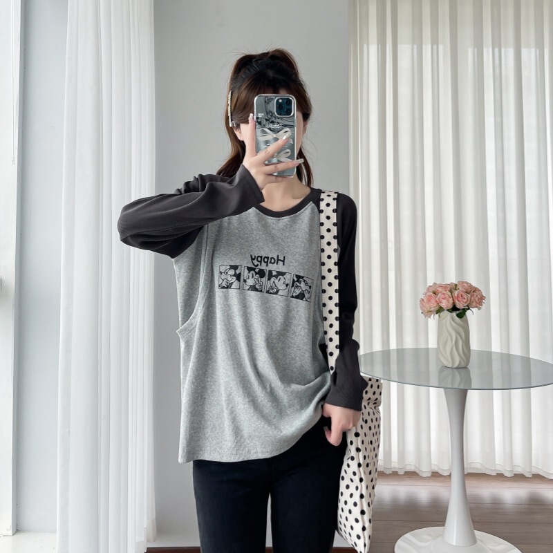 8634 Fashion Breastfeeding Top Going Out Long Sleeve T-Shirt Spring and Autumn Hot Mom Breastfeeding Clothes Fashion Loose plus size
