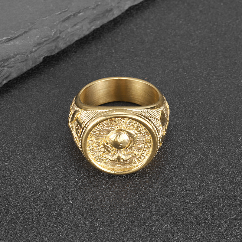 All Seasons Season Personality Elegant Printing 304 Stainless Steel Plating Men's Rings Punk Rings