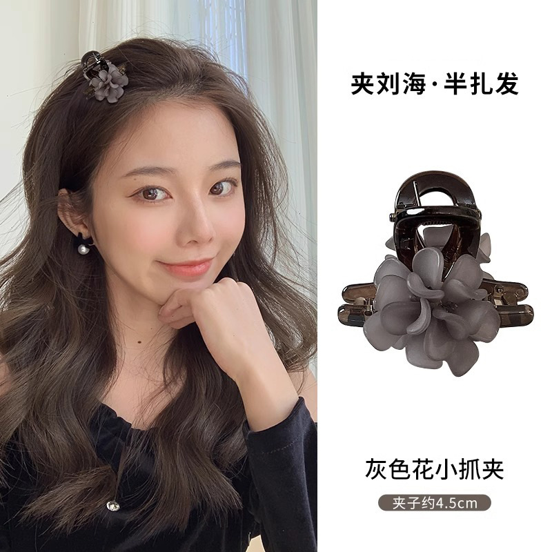 여성용 반묶음 머리핀, 고급 숄 머리핀, 동백꽃, 절묘한 작은 집게핀, 뒷머리용 짧은 머리핀, 헤어 액세서리