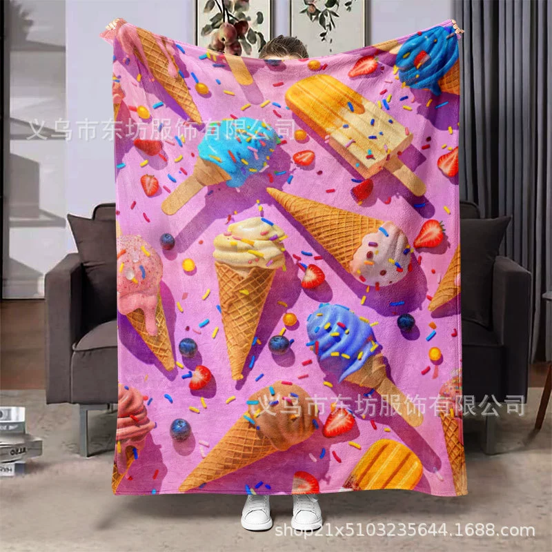 Розовое свежее мороженое четыре сезона универсальная фланелевая удобная одеяло современная простота