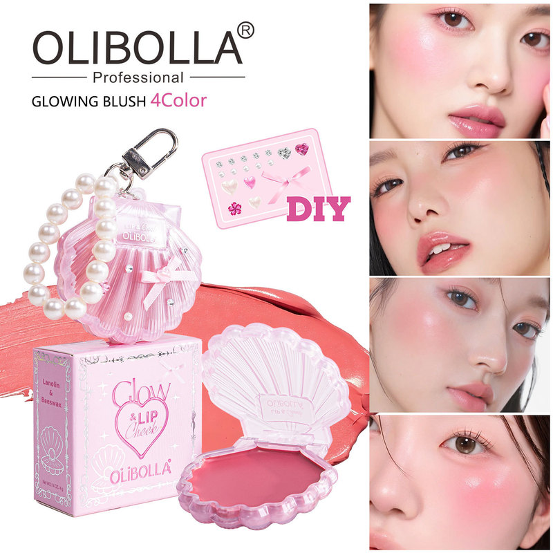Olibolla Shell Blush Cream, Multi-Use for Lips and Cheeks, DIY Pearlescent Blush, Long-Lasting Color, Cross-Border Hot Seller
