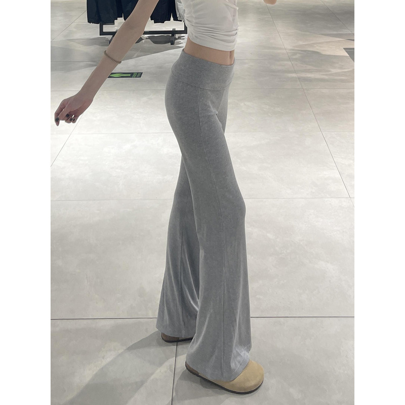 American-Style High-Waisted Flared Pants for Women, Spring and Summer Low-Waist Slim-Fit Drapey Floor-Length Bootcut Yoga Sports Sweatpants