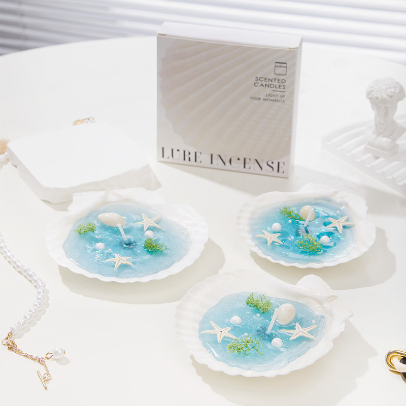 Bougie gelée océanique artisanale en cire, forme à faire soi-même, ornement d'aromathérapie, cadeau, décoration, parfum d'anniversaire créatif_voghion.com
