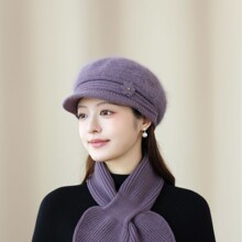 毛线帽子女秋冬季加绒保暖中老年人妈妈帽护耳防寒加厚洋气针织帽