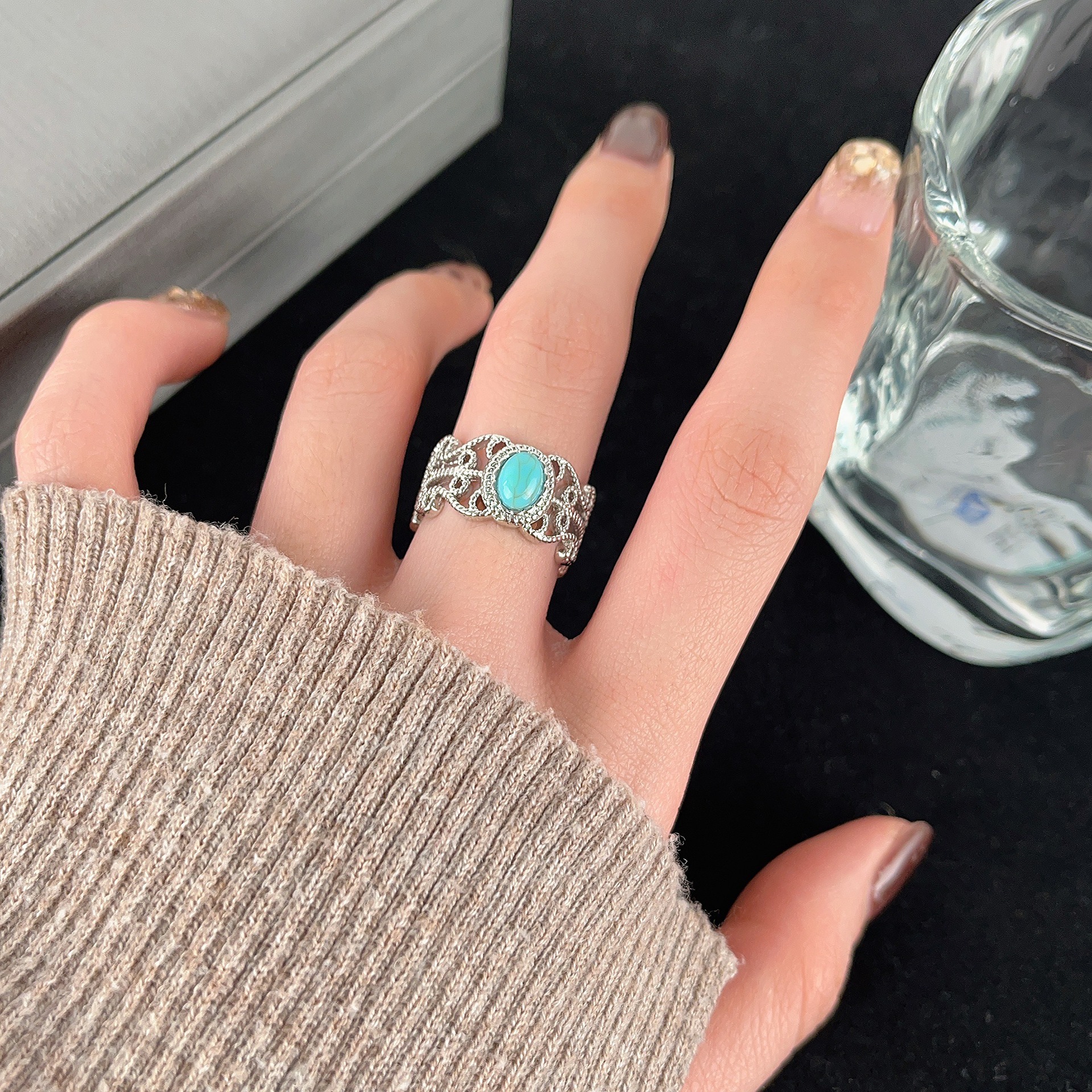 Retro ethnic sophisticated fashionable universal small design ring…