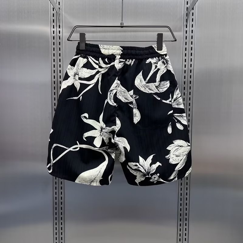 Indossa pantaloncini per l'estate 2023 da uomo, nuova versione coreana in cotone e lino con pantaloni casual giovanili stampati alla moda_voghion.com