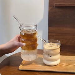 ins 韓国高ホウケイ酸キャタピラーカップコーヒーカップかわいいウォーターカップ家庭用耐熱ミルクガラスカップ