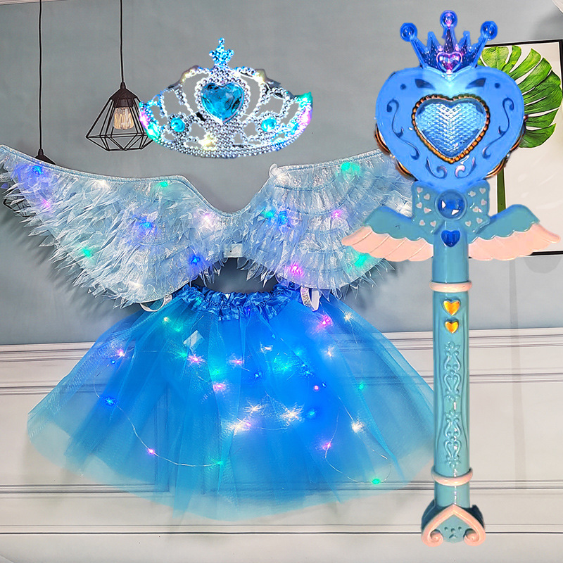 Barra de proyección de amor de corona de luz de falda de luz de ala de tela azul