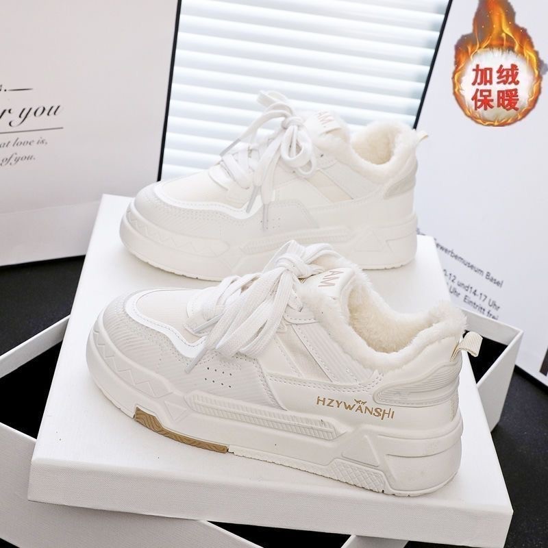 Calentamiento del campus de viento pequeño zapatos blancos zapatos de algodón de mujer 2025 nuevos zapatos de mujer de invierno zapatos de skateboard casuales