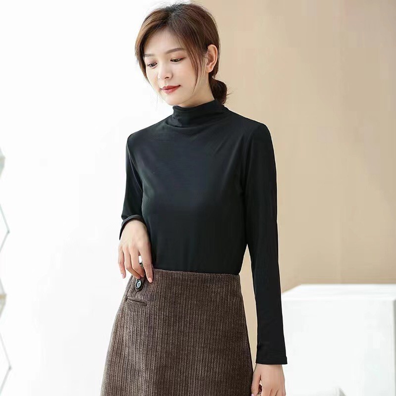 Special Clearance Half-High Collar Mask Base Shirt for Women, Skin-Friendly, Nude Feel, High Elasticity, Slim Fit Long-Sleeve Top