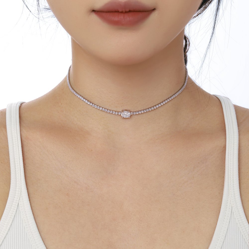 Sterling Silver Basic Classic Style Commute Plating Inlay Geometric Zircon Choker display picture 1