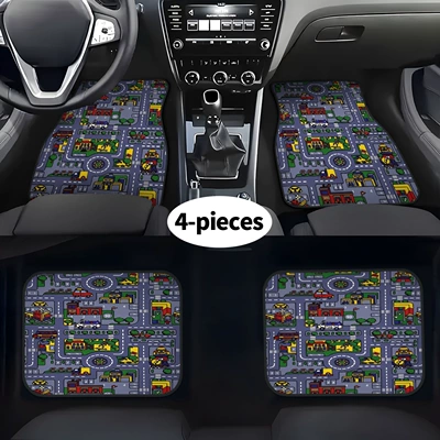Cross-Border Best-Selling Nordic-Style Decorative Car Floor Mats, Fun Track Design, Dirt-Resistant, Wear-Resistant, Universal, Detachable Car Floor Mats (Avtomobil döşəmə paspasları) - rail-car-floor-mat-1-3344cm-two-piece-set