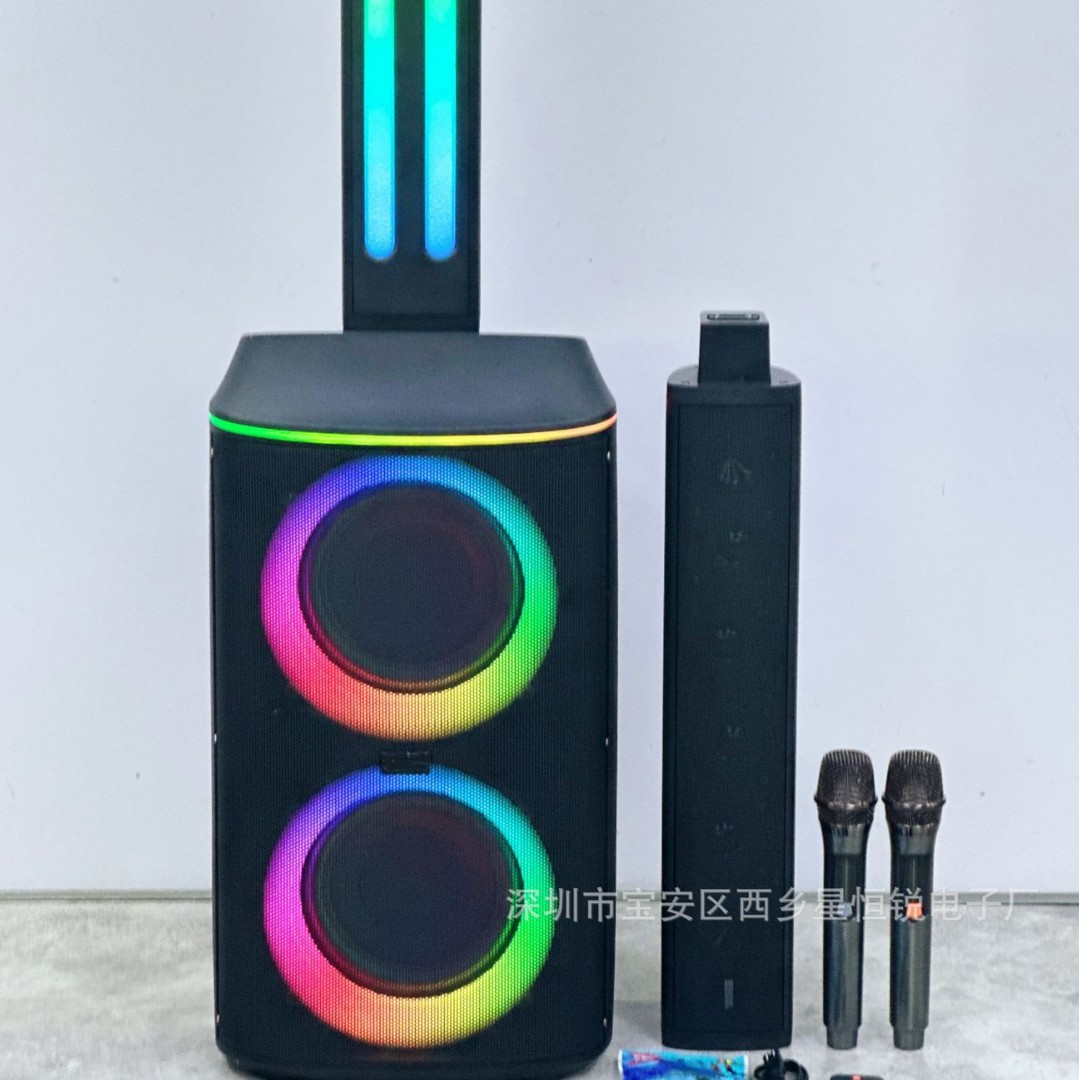 新款双8寸一体式舞台音箱RGB彩灯大功率可移动音响SP-260416-6