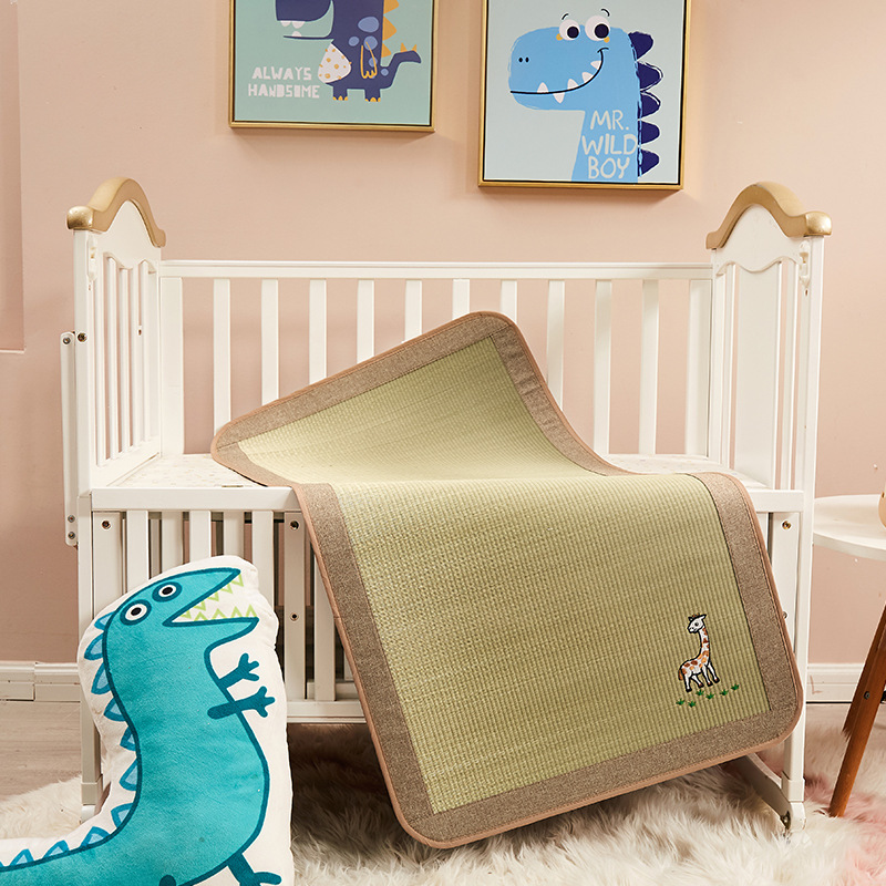 Natural Children's Sponge Mat Double-Sided Rush Mat Kindergarten Crib Mat Household Breathable Summer Mat for Baby
