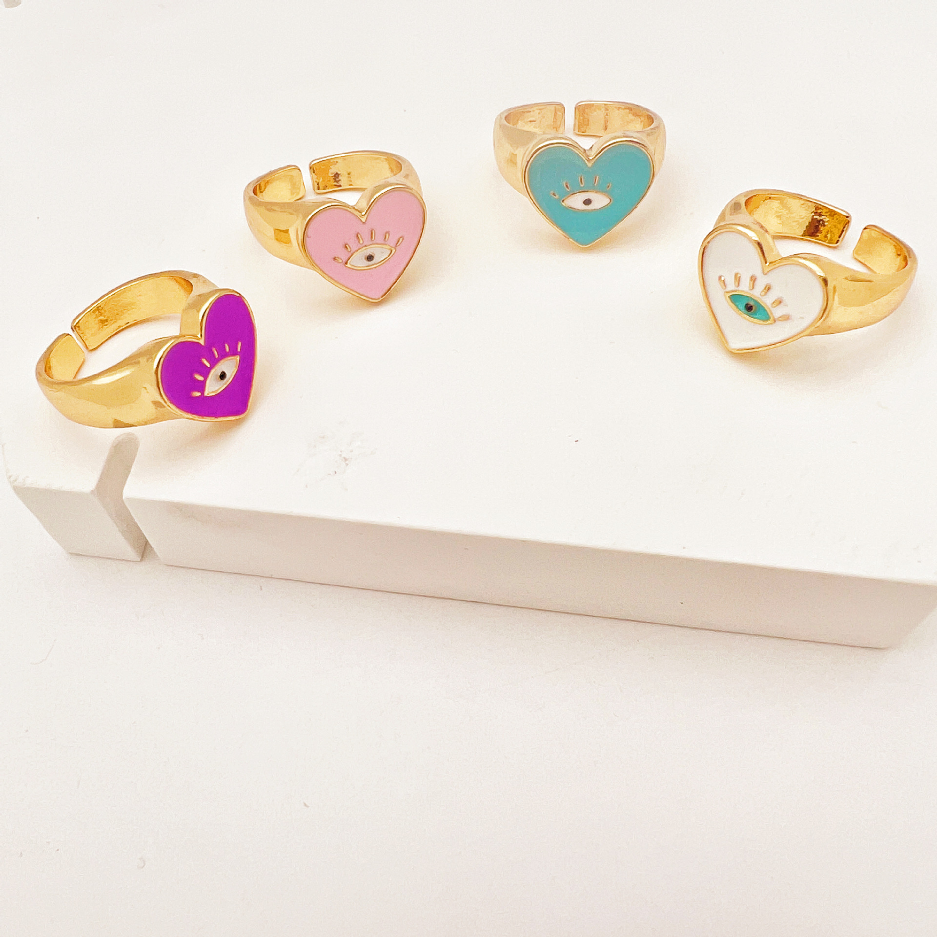 Retro Devilu0027S Eye Heart Shape Alloy Enamel Womenu0027S Rings 1 Piece