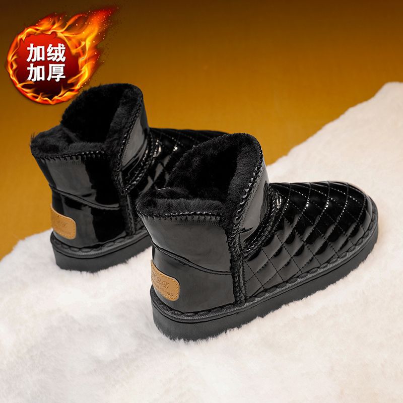 儿童雪地靴男童冬季2025新款皮面防水棉鞋中大童男孩加绒保暖棉靴