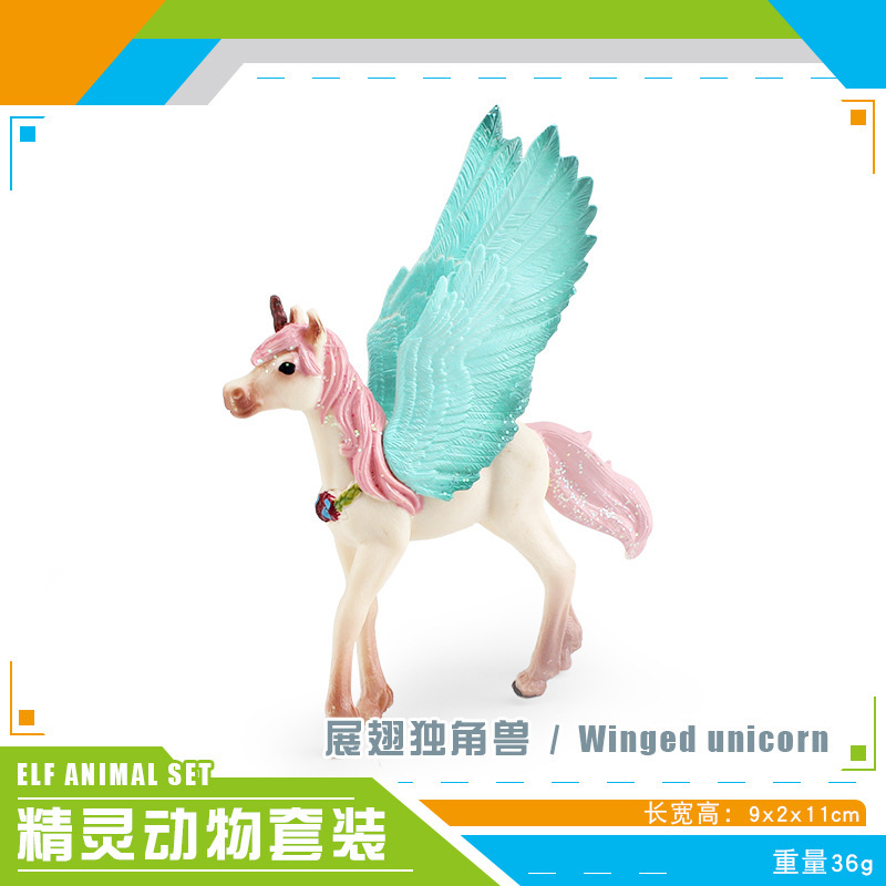Juguete de plástico sólido de unicornio y Pegaso de tamaño mediano, modelo de simulación de cuento de hadas mítico, ideal para la venta transfronteriza en Amazon.