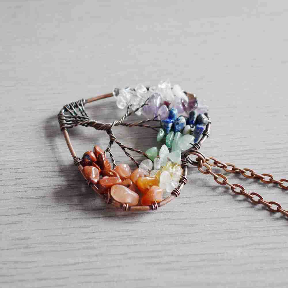 Simple Style Tree Heart Shape Artificial Crystal Beaded Handmade Womenu0027S Pendant Necklace 1 Piec