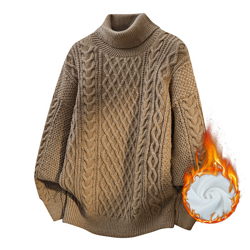 Explosiones transfronterizas de tamaño europeo de gran tamaño de cuello alto este año de vida suéter de Navidad rojo para hombres fábrica de camisetas de punto al por mayor