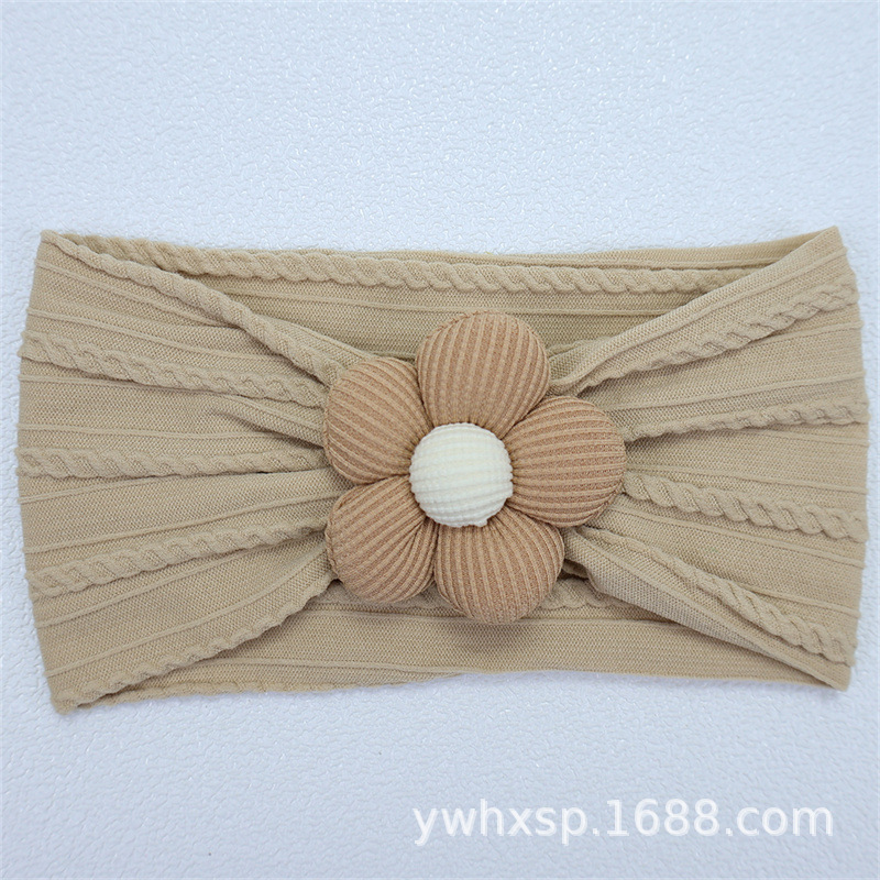 Diadema elástica para bebés, flor de cinco pétalos, accesorio suave para recién nacidas