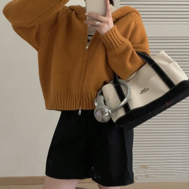 24 invierno Puyuan vientos de puerto doble cremallera suéter de manga larga chaqueta de mujeres perezosas de otoño superior