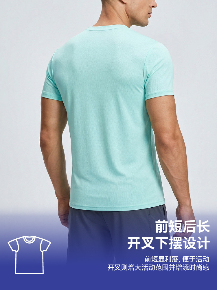 Sudaderas secas de manga corta nueva camiseta de fitness de carrera de verano maratón al aire libre blusa transpirable de color sólido de manga corta masculina