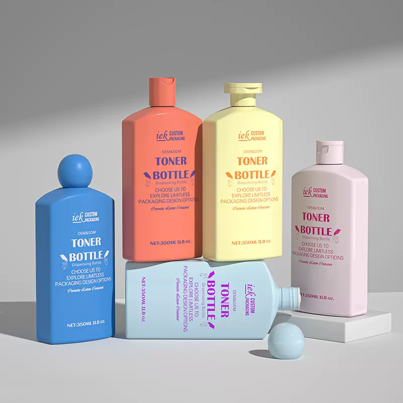 跨境新款350ml扁瓶按压塑料瓶 护发素洗发水沐浴露洗护分装空瓶子