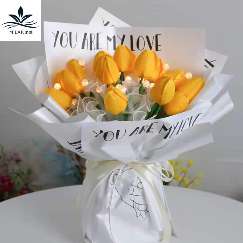 Qixi nuevo LED alambre de cobre cristal Cadena de luz flor ramo caja de regalo Decoración Accesorios de pastel de material luces de colores