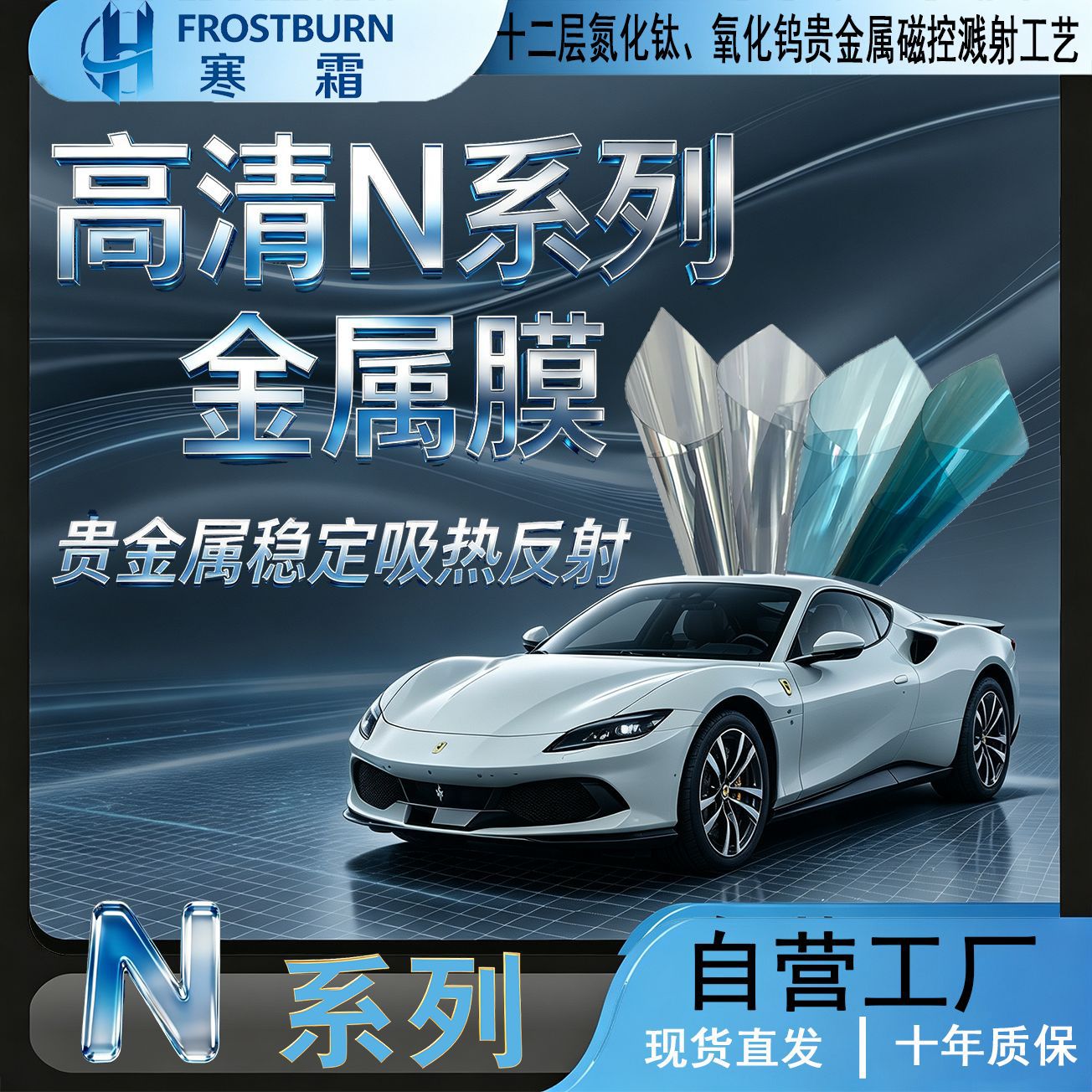 Car window glass film, privacy car film, sun protection and explosion-proof film, front windshield film, heat insulation solar film, manufacturer wholesale